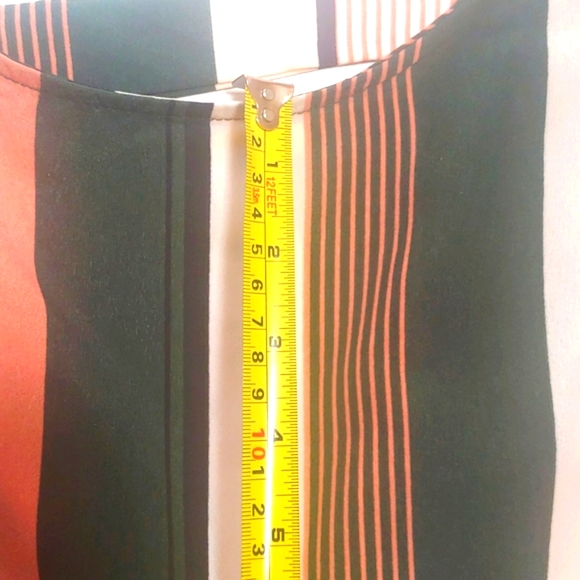 Shein top, vertical stripes army green cream and light dust mauve, size XS - Picture 3 of 8